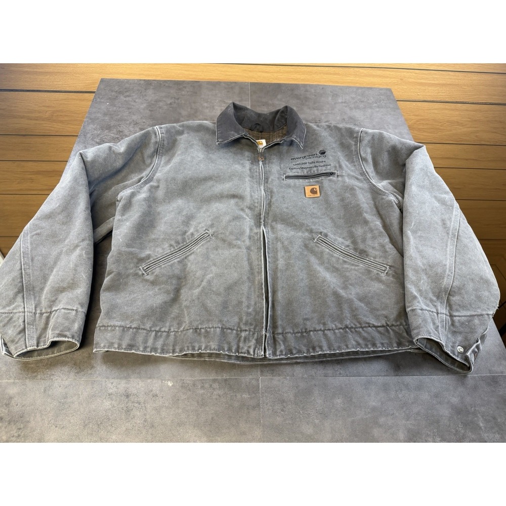 Carhart J97 GVL Detroit Jacket XL Gravel Gray Blanket Lined Faded Workwear